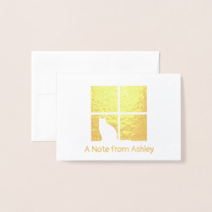 猫が窓モダンにユニーク折り畳んだ「メモ」 箔カード