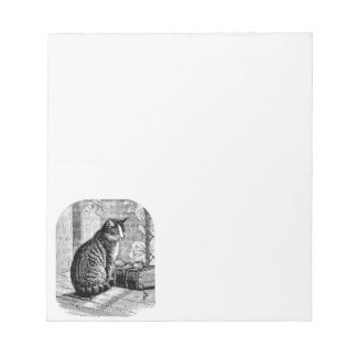 猫が窓辺に座って本を ノートパッド