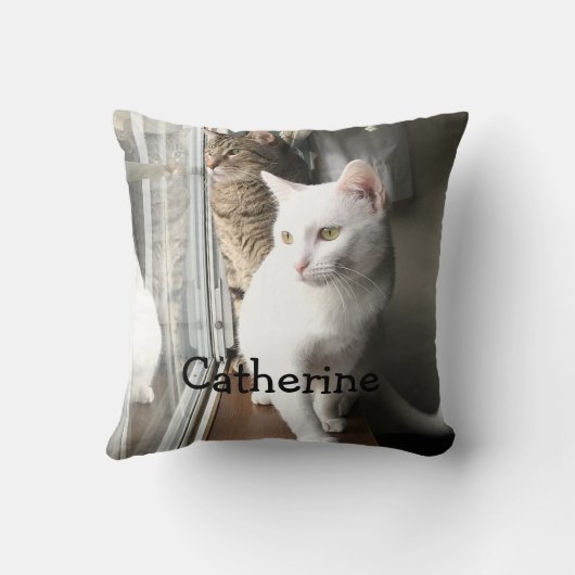 猫が窓辺に座る クッション (裏面)