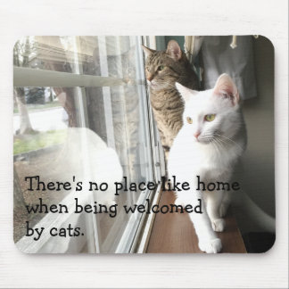 猫が窓辺に座る マウスパッド