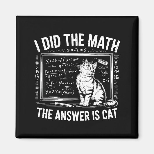 猫が答えだにゃ数学 笑える数学Tシャツ マグネット (正面)