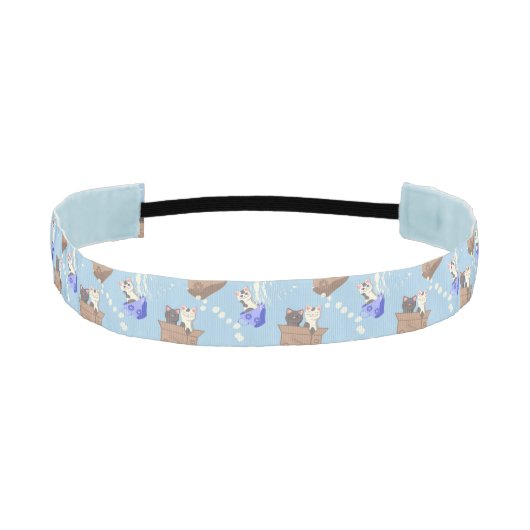 猫が箱に入りミルクが青く滴る アスレチックヘッドバンド (正面)