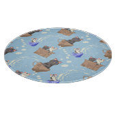 猫が箱に入りミルクが青く滴る カッティングボード (角)