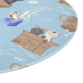 猫が箱に入りミルクが青く滴る カッティングボード (角)