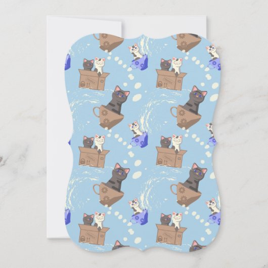 猫が箱に入りミルクが青く滴る カード (正面)