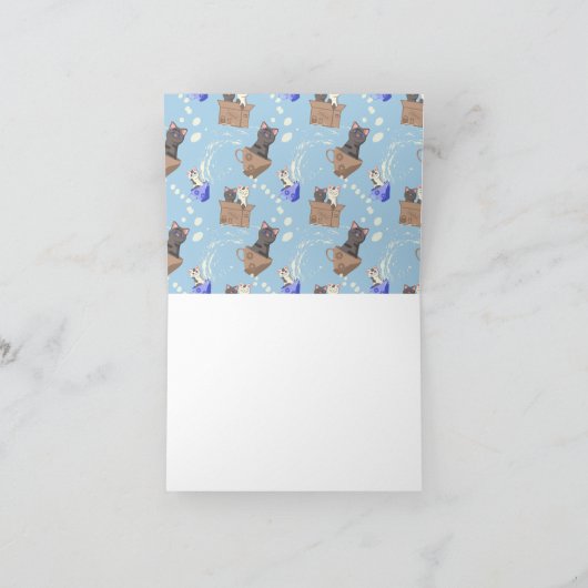 猫が箱に入りミルクが青く滴る サンキューカード (内部)