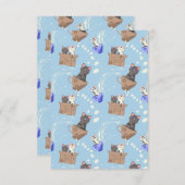 猫が箱に入りミルクが青く滴る サンキューカード (正面/裏面)