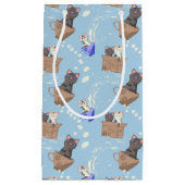 猫が箱に入りミルクが青く滴る スモールペーパーバッグ (正面)