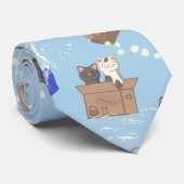 猫が箱に入りミルクが青く滴る ネクタイ (ロール)