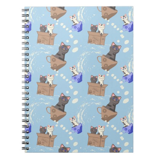 猫が箱に入りミルクが青く滴る ノートブック (正面)