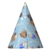 猫が箱に入りミルクが青く滴る パーティーハット (裏面)