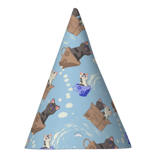 猫が箱に入りミルクが青く滴る パーティーハット (右)