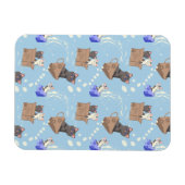 猫が箱に入りミルクが青く滴る マグネット (横)