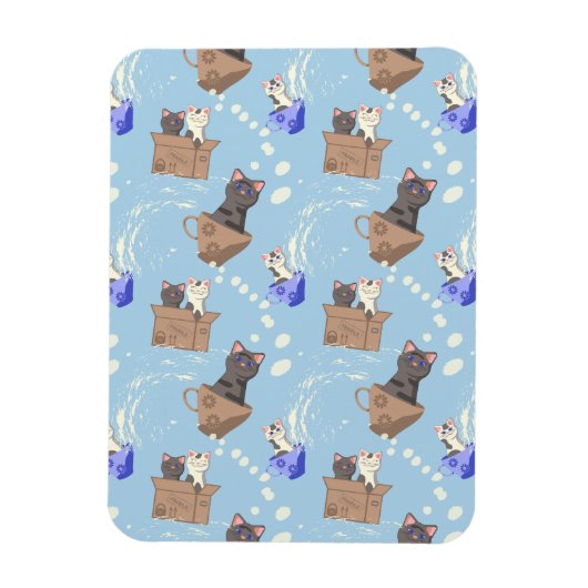 猫が箱に入りミルクが青く滴る マグネット (縦)