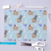 猫が箱に入りミルクが青く滴る 薄葉紙 (クラフト)