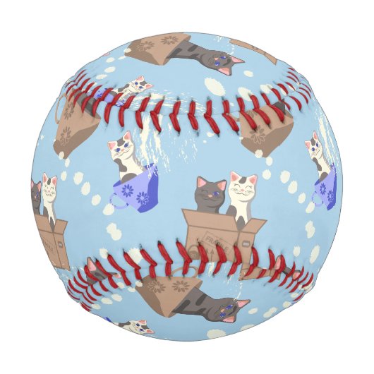 猫が箱に入りミルクが青く滴る 野球ボール (正面)