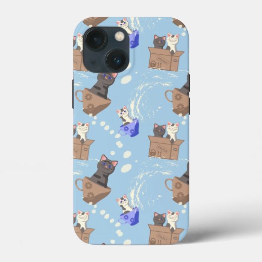 猫が箱に入りミルクが青く滴る Case-Mate iPhoneケース (裏面)