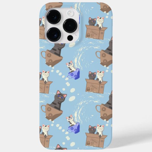 猫が箱に入りミルクが青く滴る Case-Mate iPhoneケース (裏面)