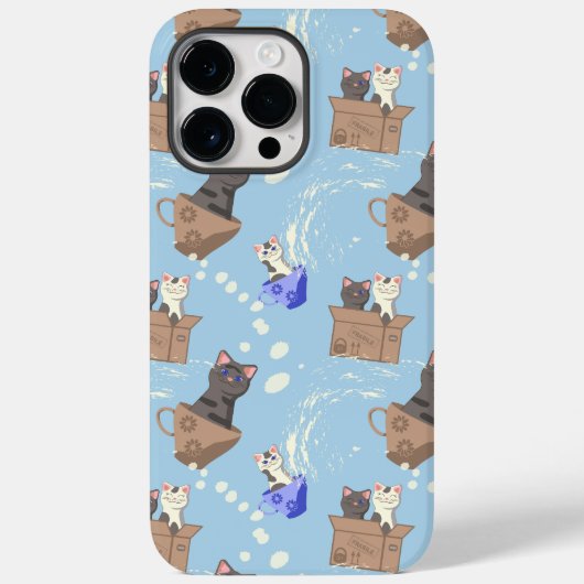 猫が箱に入りミルクが青く滴る Case-Mate iPhoneケース (裏面)