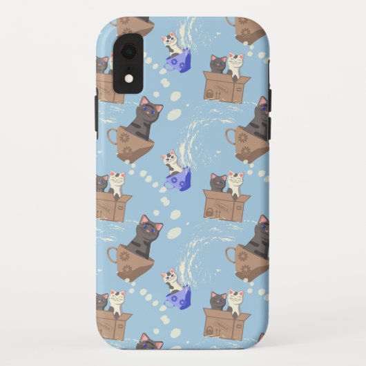猫が箱に入りミルクが青く滴る Case-Mate iPhoneケース (裏面)