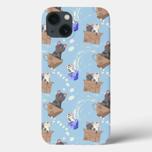 猫が箱に入りミルクが青く滴る Case-Mate iPhoneケース (裏面)