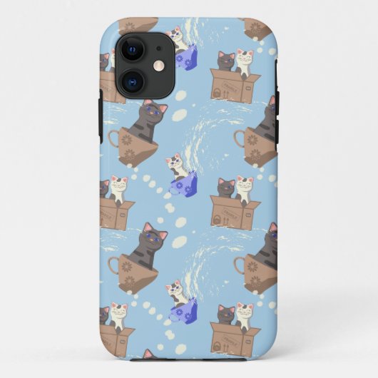 猫が箱に入りミルクが青く滴る Case-Mate iPhoneケース (裏面)