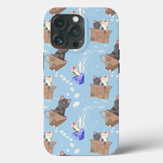 猫が箱に入りミルクが青く滴る Case-Mate iPhoneケース (裏面)
