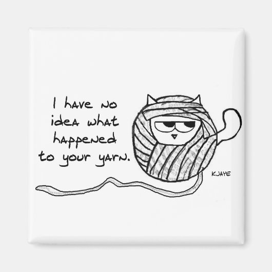 猫が糸を盗むおもしろい- Cat Magnet マグネット (正面)