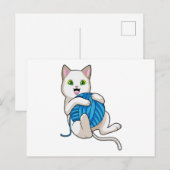猫が糸を遊ぶ ポストカード (正面/裏面)