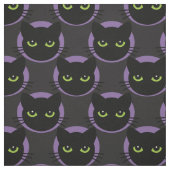 猫が紫の丸に目を通す緑 ファブリック (見本)