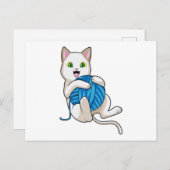 猫が羊毛で遊ぶ ポストカード (正面/裏面)