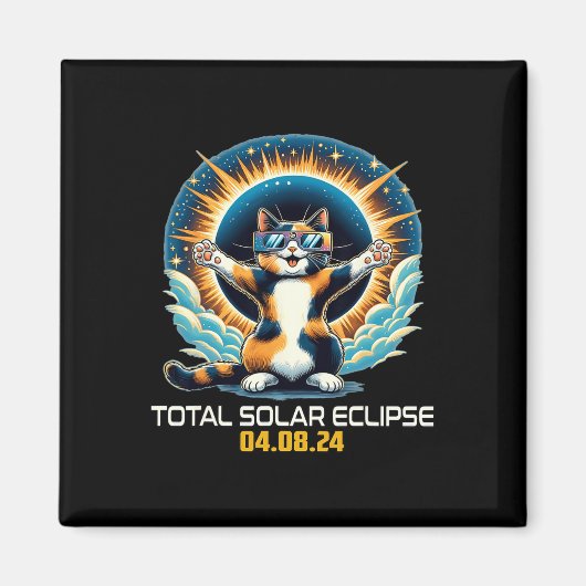猫が自撮り太陽のする太陽のEclipse 2024 マグネット (正面)