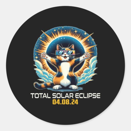 猫が自撮り太陽のする太陽のEclipse 2024 ラウンドシール (正面)