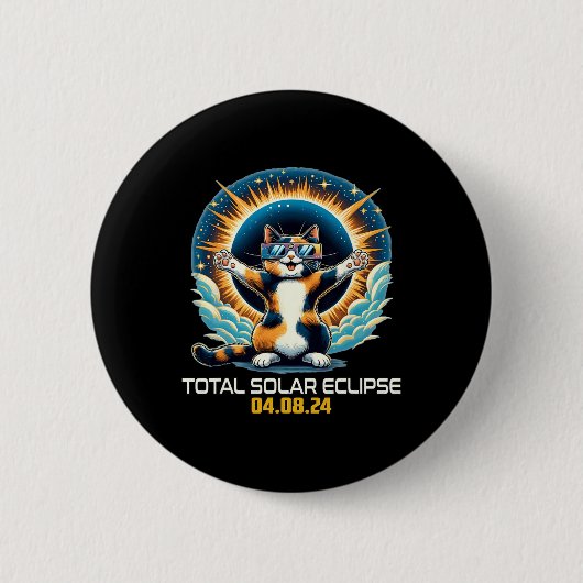 猫が自撮り太陽のする太陽のEclipse 2024 缶バッジ (正面)