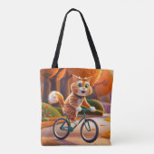 猫が自転車に乗っている トートバッグ (裏面)