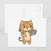 猫が色と筆で絵を描く ポストカード (正面/裏面)