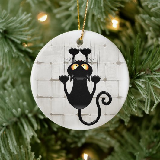 猫が落ちるおもしろい セラミックオーナメント (ツリー)