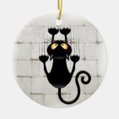 猫が落ちるおもしろい セラミックオーナメント (正面)