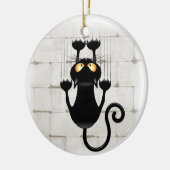 猫が落ちるおもしろい セラミックオーナメント (左)