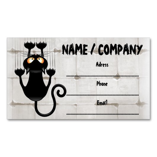 猫が落ちるおもしろい マグネット名刺 (正面)