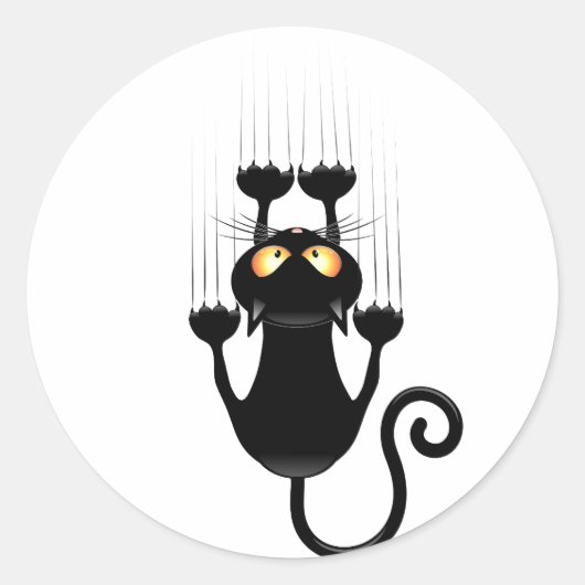 猫が落ちるおもしろい ラウンドシール (正面)