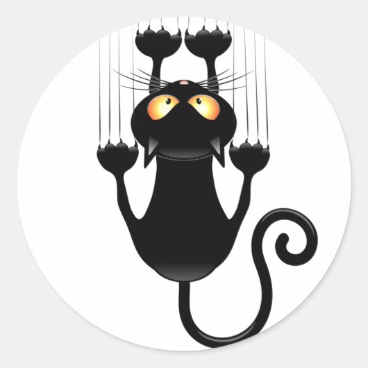 猫が落ちるおもしろい ラウンドシール (正面)