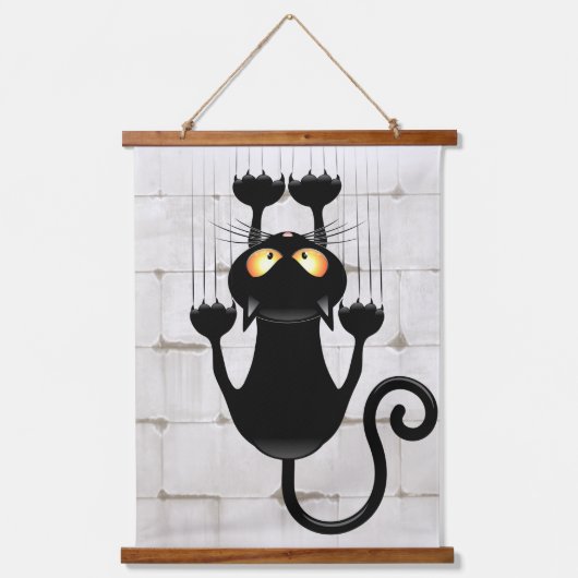 猫が落ちるおもしろい 吊り下げ型タペストリー (正面)