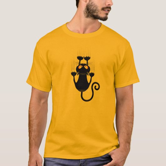 猫が落ちるおもしろい Tシャツ (正面)