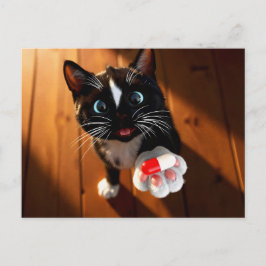 猫が薬を届けるおもしろい快気祝いカード シーズンポストカード