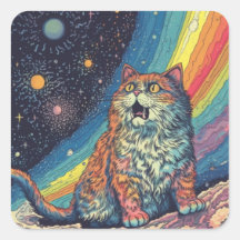 猫が虹と宇宙に鳴く
