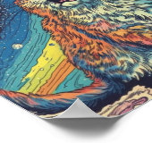 猫が虹と宇宙に鳴く ポスター (角)