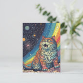 猫が虹と宇宙に鳴く ポストカード (スタンド正面)