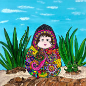 猫が虹の毛布を持っている カード