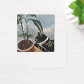 猫が観葉植物を眺めるカード (デスク)